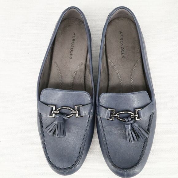 Aerosoles Shoes Womens 10.5 Navy Blue Loafers Flats Tassels Rubber Sole Deanna - Picture 2 of 13